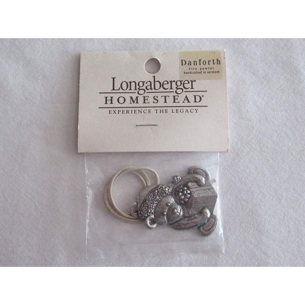 Longaberger SANTA BEAR Danforth Pewter USA Tie On Christmas Holidays USA Made - Picture 2 of 11